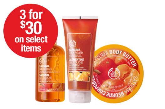 March 25-27, 2011, head to The Body Shop for the 3 for $30 offer. Stock up on your favourite beauty products. 
